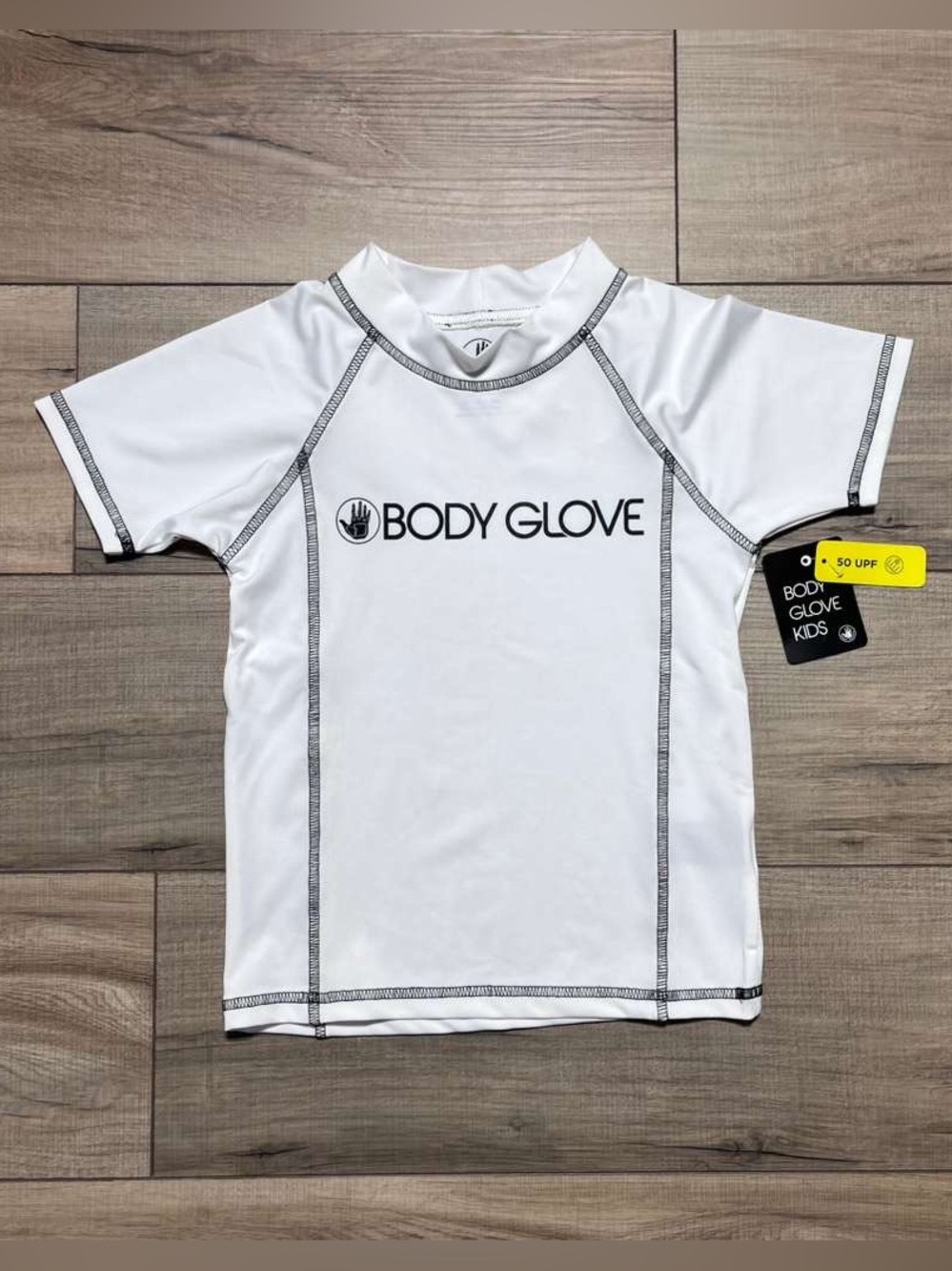 Body Glove Boys Short Sleeve Rash Guard Shirt Size 10 White UPF 50+